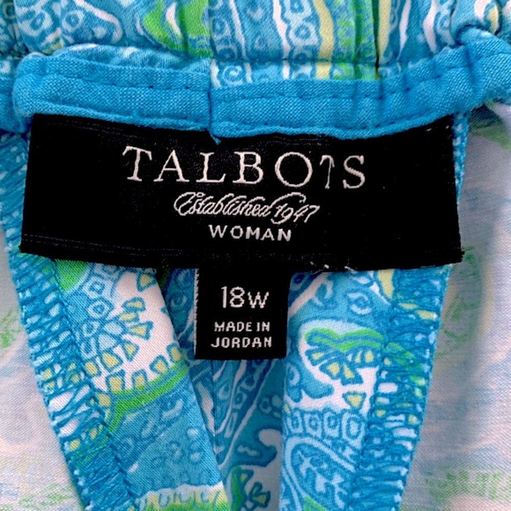 Talbots Green Paisley Cropped Pants - Picture 7 of 9